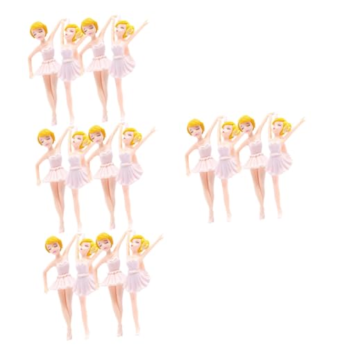 VOSAREA 4 Sätze Ballerina-mädchen Ballettmädchen-kuchenpickel Fischglasdekorationen Ballettmädchen-skulptur Cupcake-topper Für Mädchen Tänzerin Ornament Mädchenfigur Pvc Weiß 4 Stück * 4 von VOSAREA