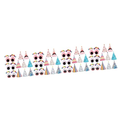 VOSAREA 4 Sätze Geburtstagsmütze mit Brille Cupcake-Dekor Kronenschmuck Geburtstagsmützen für Kinder Kuchendekoration party sachen party supplies gläser Partykegelhut lustige brille Papier von VOSAREA