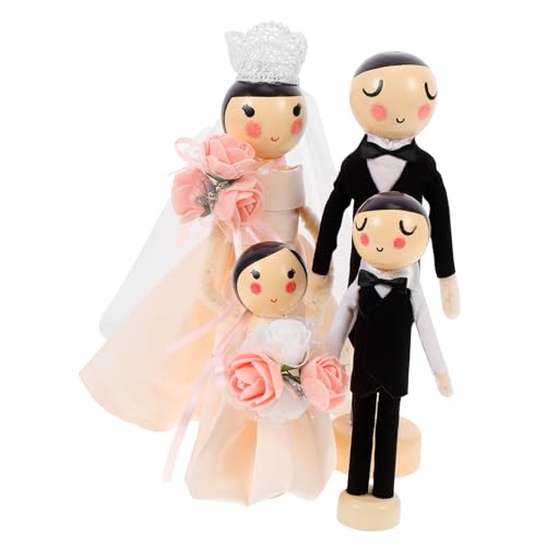 VOSAREA 4 Stück Hochzeitspuppenverzierungen Paar Hochzeitsstatue Puppe Miniatur Hochzeitsfigur Puppe Kuchendekoration Mini- Hochzeitsdekoration Hochzeitsgeschenke Braut- Lotusbaum von VOSAREA