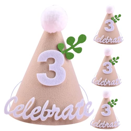 VOSAREA 4 Stück Non Woven Partyhut Partyhüte für Kinder Säuglingsstirnbänder für Babymädchen kinder party kinderparty käppis für kinder happy birthday tortendeko -Partyhut Vlies von VOSAREA