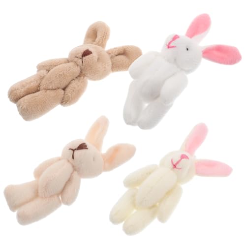 VOSAREA 4 Stück Plüschtier süße Stofftier Hase Plüschkaninchen Mini Plüschspielzeug kleiner Hase ausgestopftes Kaninchen Mini Stoffhase DIY liefert kurzer Plüsch von VOSAREA