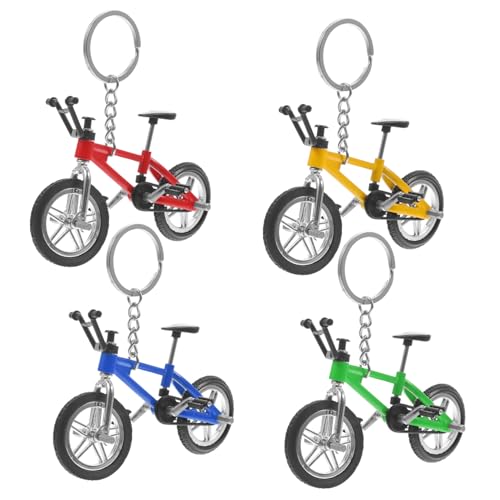 VOSAREA 4 Stück Schlüsselanhänger Finger-mountainbike-spielzeug Mini-fahrradanhänger Mountainbike-modellspielzeug Mini-fahrrad-spielzeugmodelle Mountainbike-miniatur Legierung von VOSAREA