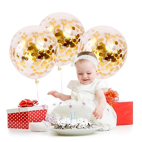 VOSAREA 5 Stück 12 Party Dekorationsballons Duschballons Urlaubsballons Zubehör Hochzeit Konfetti Ballons Runder Konfetti Ballon Alles Zum Geburtstag Ballons Runder Ballon von VOSAREA