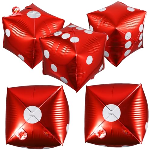 VOSAREA 5St Würfel Ballon rote Luftballons aufblasbare Jumbo-Würfel -Ballons Partyspiel wand polsterung deckenverkleidung würfel folienballons -Party-Luftballons Aluminiumfolie von VOSAREA