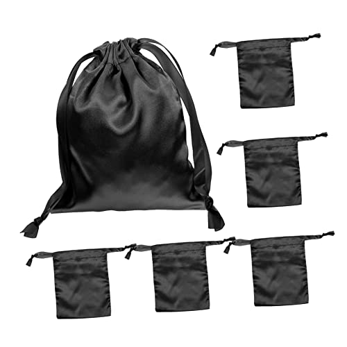 VOSAREA 5st Aufbewahrungstasche Für Augenmasken Festival-geschenktasche Schmuckbeutel Beutel Mit Kordelzug Geschenktüten Für Mädchen Geschenktüten Für Die Hochzeit Black Polyester von VOSAREA