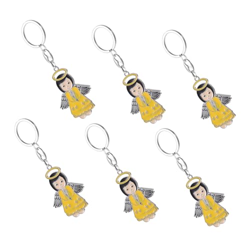 VOSAREA 6St Engel Schlüsselanhänger engelanhänger angel Engelsflügel Schlüsselanhänger Babyparty-Souvenirs Schlüsselanhänger-Zubehör Geldbörse-Ornament Legierung Yellow von VOSAREA