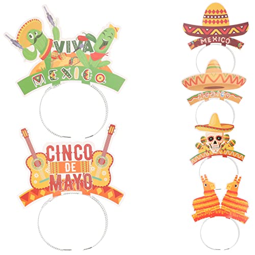 VOSAREA 6st Mexikanisches Stirnband Sombrero-partyhut Mexikanisches Partyzubehör Kopfbedeckungen Für Mexikanische Partys Mexikanische Partygeschenke Make-up-haarband Aluminiumfolie von VOSAREA