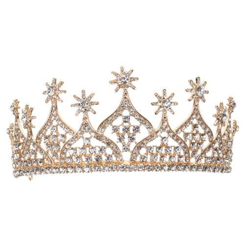 VOSAREA Braut Sternkrone Diamant Tiara Hochzeitskleid Zubehör Goldenes Kopfband Tiara Für Hochzeit Kopfschmuck Für Die Braut Tiara Für Frauen Braut Kopfschmuck Braut Tiara Tiaras von VOSAREA