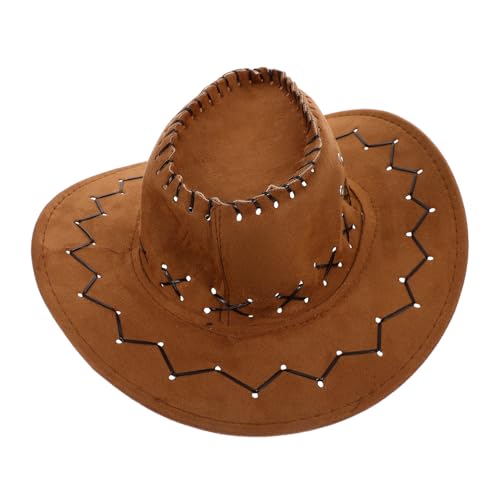 VOSAREA Cowboyhut Für Kinder Sommersonnenhut Western-cowgirl-hut Mädchen Hut Cowgirl-mütze Cowgirl-hut Für Kinder Cowboy-kostüm Wildwest-partyhut Cosplay-hüte Kleine Hüte Orange Denim von VOSAREA