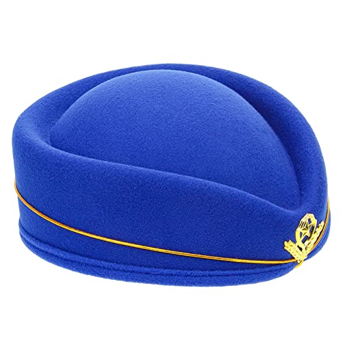 VOSAREA Dekorativer Hut Retro Pillenbox Hut Kostüm Partyhut Hüte Flugbegleiterin Mütze Uniform Flugzeughut Wollhut Stewardess Kostümhut Kopfdekoration Kappen Cosplay von VOSAREA