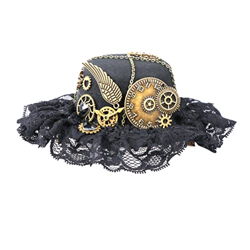 VOSAREA Festival Kleiner Zylinder Partykappe Steampunk Zylinder Retro Gothic Haarspange Fascinator Hut Vintage Steampunk Kopfbedeckung Punk Hut Mit Clip Party Steampunk von VOSAREA