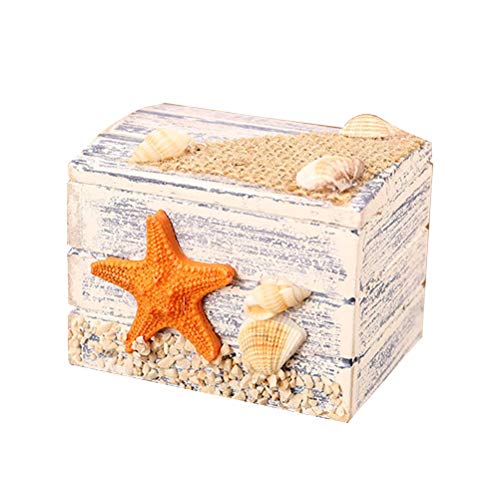 VOSAREA Schatztruhe Holz Klein Maritime Holzbox Schatztruhe Deko Vintage Mediterrane Stil Schatztruhe Aufbewahrungsbox Kinder Schmuckschatulle für Hochzeit Schmuck, 7x5.5 cm von VOSAREA