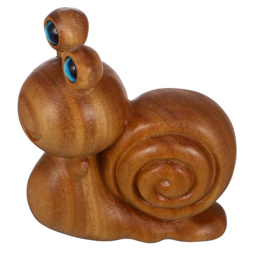 VOSAREA Holzschnitzerei Schneckenstatue Desktop Schneckenverzierung Desktop Tierdekoration Schicke Schneckenmodellierungsdekoration Tierform Schneckendekor Desktop Ornament Exquisites von VOSAREA