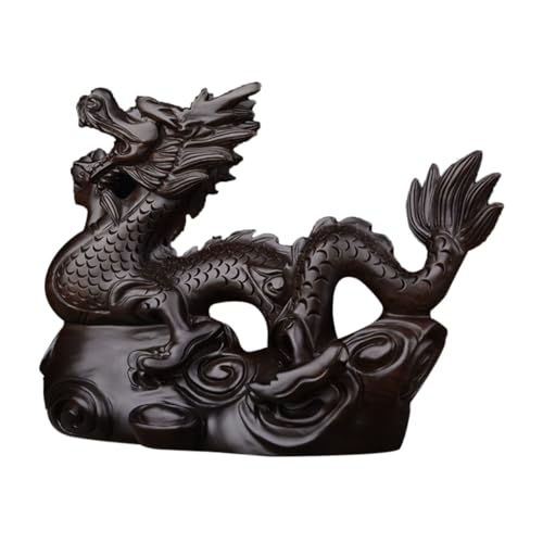 VOSAREA Holzschnitzerei Von Tenglong-Ornamenten Drachenstatue Drachendekor Glückverheißende Drachenfigur Chinesischer Drache Drachenverzierung Dekorative Drachenfigur Holzdrache Hölzern von VOSAREA