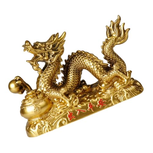 VOSAREA Jahr des Drachen Ornamente Drachendekor Schreibtisch Drachenstatue Tischdrachenornament Dekorative Drachenfigur Drachentischdekoration Drachenformverzierung Drachenskulptur von VOSAREA