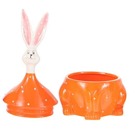 VOSAREA Kaninchen Geprägte Ornamente Behälter Für Lebensmittel Ostern Bonbonschale Hase Bonbonglas Süßigkeiten Bohnenglas Tabletts Dekorativ Hase Keksdose Ostergeschirr Teebehälter Keramik von VOSAREA