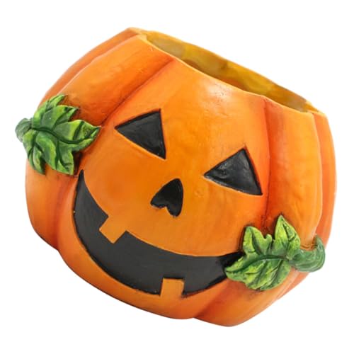 VOSAREA Kürbis Bonbonglas Kürbisornament Halloween-Requisiten Halloween-kürbis-Ornament Lebensechter Kürbis Kürbis-bonbonglas Herbstdekoration Dekorativer Kürbis Kürbis- Harz Orange von VOSAREA