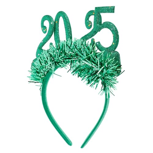 VOSAREA Neujahrs-party-stirnband 2025, Frohes Neues Jahr, Haarbänder Mit Goldfolien-glitzer, 2025 Urlaubs-haarreifen, Kopfschmuck, Kopfbedeckung Für Silvester-partyzubehör, Grün von VOSAREA