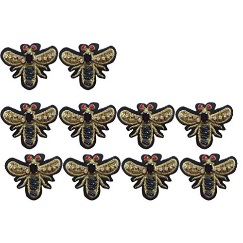 VOSAREA Patch Sticker Golden Biene Perlen Strass DIY Kleidung Patches Aufkleber 10 Stück von VOSAREA