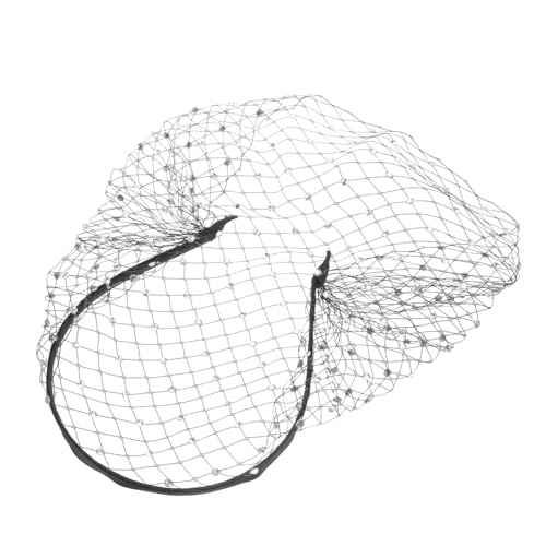 VOSAREA Perlenschleier-Stirnband Kopfbedeckung für Mädchen Mesh-Schleier-Kopfbedeckung Brautschleier the lady freundinnen Hochzeits-Braut-Stirnband mit Schleier Haarschmuck Plastik Black von VOSAREA