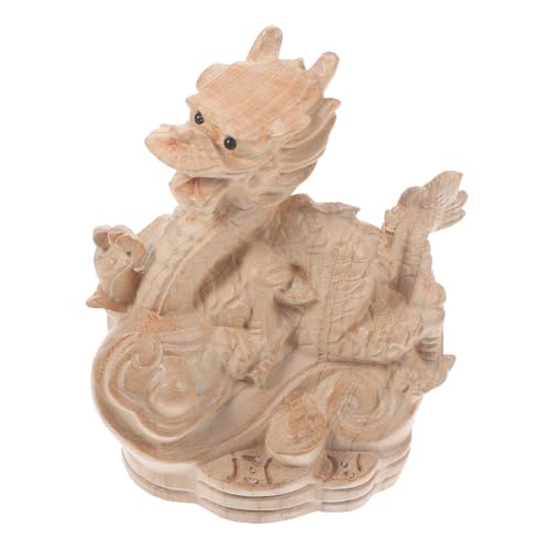 VOSAREA Tierkreis-holzschnitzerei Basteln Bastelset Drachenverzierung Holzdrachenhandwerk Chinesischer Drache Chinesische Drachendekoration Schreibtisch-drachenstatue Mahagoni- von VOSAREA