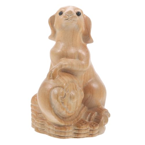 VOSAREA Tierornamente Holzornamente Hundedekorationen Welpenfiguren Heimdekoration Holzhund Zum Basteln Hundefiguren Holzschnitzerei Hund Holzdekoration Hundehandwerk von VOSAREA