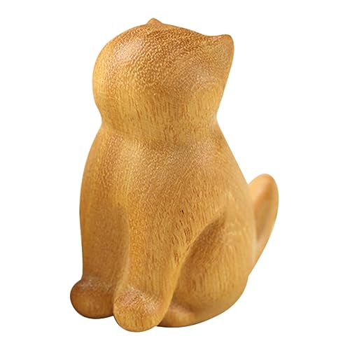 VOSAREA Holzskulptur Mann Und Katze Tischdekoration Tischdekoration Tierdekoration Katzenfigur Ornament Bürodekoration Aus Holz von VOSAREA