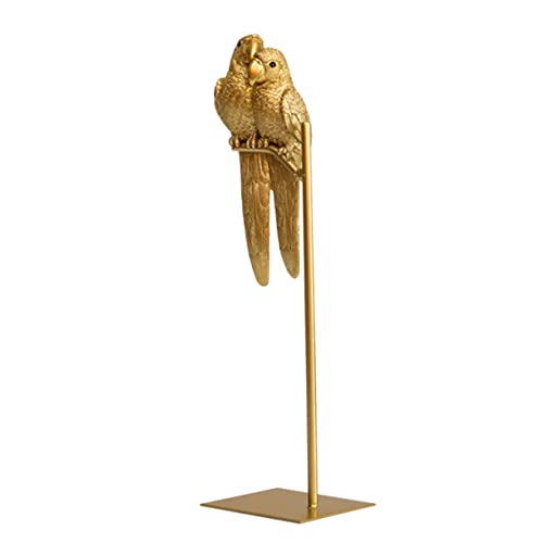 VOSAREA papageienverzierungen Vogel sitzt Statue das Papageienstatuen Heimdekoration bürodeko Living Room Decoration Papagei Tischdekoration Papagei Desktop-Dekor Legierung Golden von VOSAREA