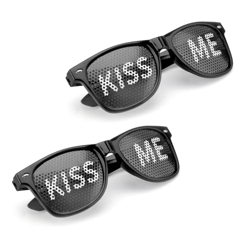 2 Stück Partybrille Motiv KISS ME Sonnenbrille Party Brille Fasching Partybrille Rave Brille Sonnenbrille Fasching Party Brille für Partys, Clubs, Malle und Karneval, Foto Requisiten von VOSSOT