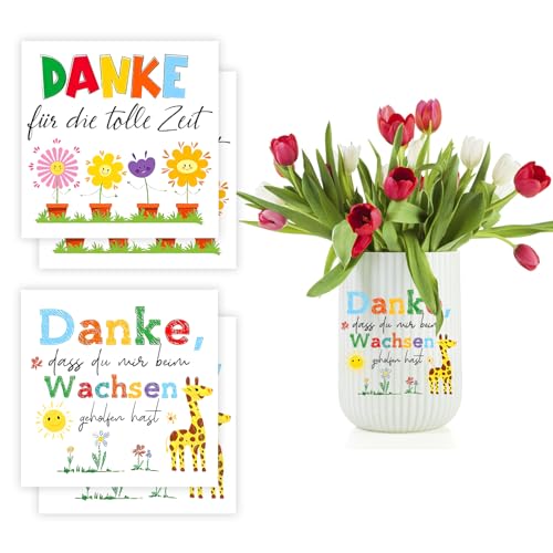 VOSSOT 4 Aufkleber für den Blumentopf Dankeschön Aufkleber - Danke,dass du mir beim Wachsen geholfen hast - Danke Lehrerin Geschenk Aufkleber,Erzieher Geschenk Abschied Erzieherin,Erzieher Geschenk von VOSSOT