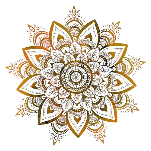 VOSSOT Wandtattoo Mandala,Groß Wandsticker Mandala für Schlafzimmer,Gold Boho Blumen Wandaufkleber,Wandbild Boho Style Flur Yoga Wanddeko,Wohnzimmer Schlafzimmer Wandsticker,Blumen Wandaufkleber von VOSSOT