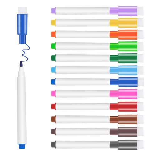 VOTON Whiteboard Marker, 12 Farbe Magnetische Whiteboard Stifte und Radiergummi Set Fine Tip folienstift abwischbar und Dry Wipe Markers von VOTON