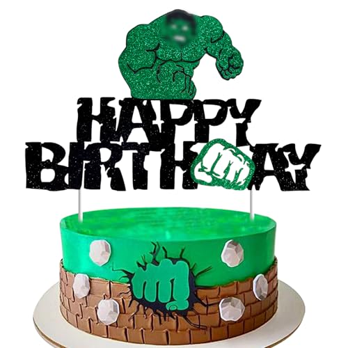 Avngers Tortendeko, Superheld Kuchen Deko Kindergeburtstag, Hul Cake Topper Set, Happy Birthday Topper für Mädchen Geburtstag Party Kuchen Dekoration Supplies von VOVhpbidy