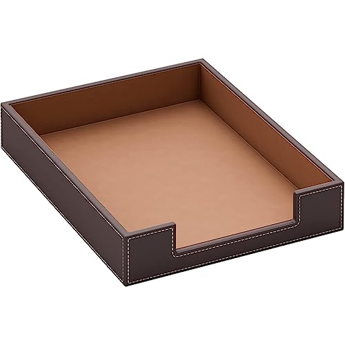 VOYUTHY Leder-Briefablage, eleganter Schreibtisch-Organizer für Bürobedarf, Post, Papier, Akten, Zeitschriften, perfekte Büroorganisation für den Schreibtisch (braun) von VOYUTHY