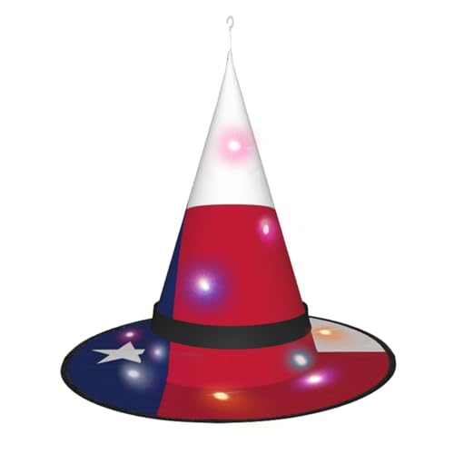 VPPUR Faszinierendes Halloween-Hexenhut-Kostüm mit Texas-Flagge, verzierte Lichter für festliche Atmosphäre von VPPUR