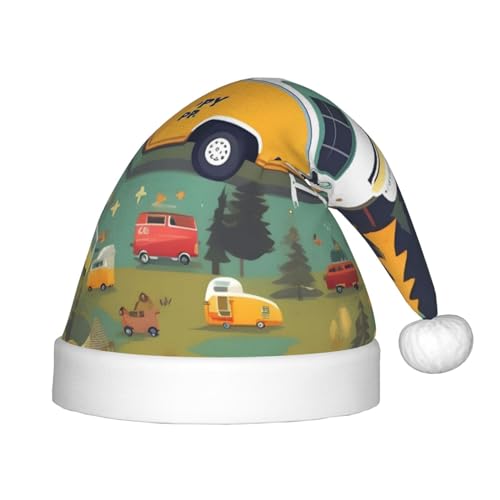 VPPUR Weihnachtsmann-Kopfbedeckung mit Aufdruck "Happy Bus Campervan", Uni, Weihnachtszubehör, Geschenke und Weihnachtsmütze, Outdoor-Party von VPPUR