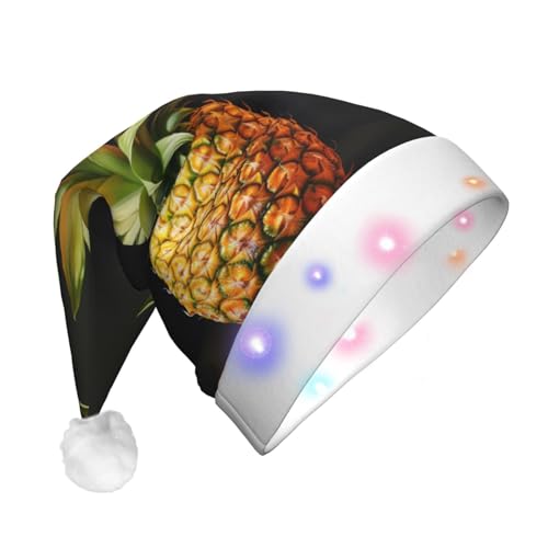 VPPUR Weihnachtsmütze mit Ananas-Malerei, für Erwachsene, Weihnachtsmannmütze, LED-Lichter, Urlaub, Partys, Weihnachtsbaum-Hut von VPPUR