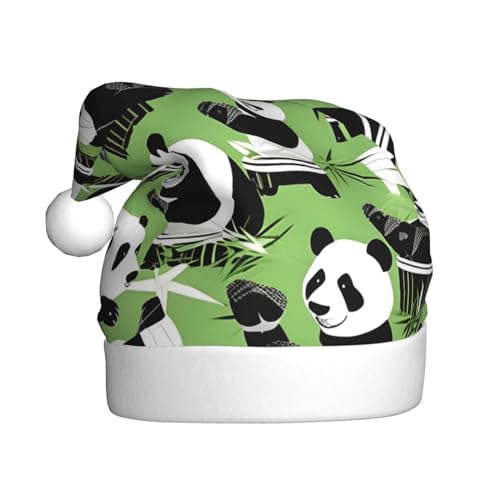 VPPUR Weihnachtsmütze mit Panda-Motiv, Bambus-Druck, Weihnachtsmannmütze für Erwachsene, Weihnachtsfeier, Outdoor-Hut von VPPUR