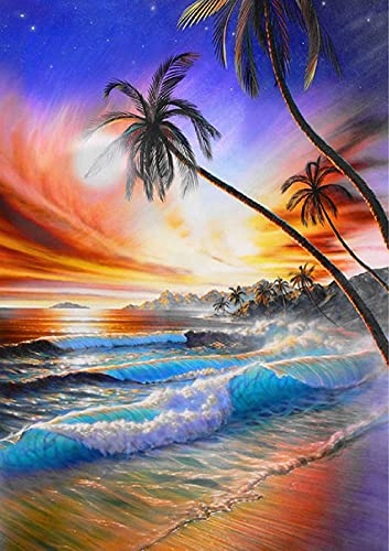 Strand Landschaft 5D Diy Diamond Painting Kits Für Kinder Und Erwachsene Diamant Painting Bilder Erwachsene Für Geburtstage Und Feiertage Für Wohnzimmer- Und Schlafzimmerwanddekoration 40X60Cm von VRLMUOTF