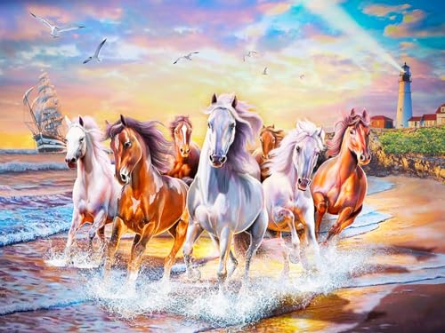 VRLMUOTF 5D Diamond Painting Kits Für Erwachsene Und Kinder Pferde Pferd Tiere Diamant Paintings 50X70Cm Für Wohnzimmer- Und Schlafzimmerwanddekoration von VRLMUOTF