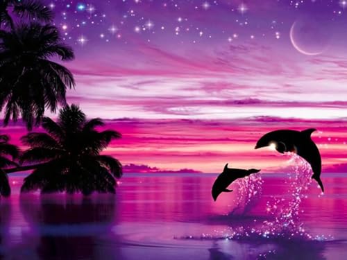 VRLMUOTF 5D Diy Diamond Painting Kits Für Kinder Und Erwachsene Delfin Delphin Diamond Painting Erwachsene 30X40Cm Für Geburtstage Und Feiertage Für Wohnzimmer- Und Schlafzimmerwanddekoration von VRLMUOTF