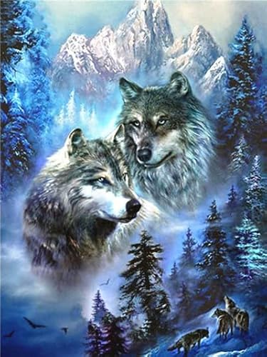 VRLMUOTF 5D Diy Diamond Painting Kits Wolf Wölfe Tiere Für Geburtstage Und Feiertage Für Wohnzimmer- Und Schlafzimmerwanddekoration 40X60Cm Diamond Painting Grosse Bilder Für Kinder Und Erwachsene von VRLMUOTF