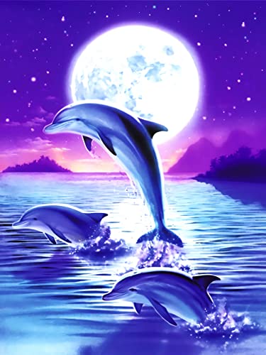 VRLMUOTF Delfin Delphin 5D Diy Diamond Painting Kits Für Kinder Und Erwachsene Diamanten Bilder Für Geburtstage Und Feiertage Für Wohnzimmer- Und Schlafzimmerwanddekoration 50X70Cm von VRLMUOTF