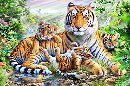 VRLMUOTF Diy Diamond Painting Kits Tiger Tiere Für Geburtstage Und Feiertage Für Wohnzimmer- Und Schlafzimmerwanddekoration 40X60Cm Diamond Painting Groß Für Kinder Und Erwachsene von VRLMUOTF