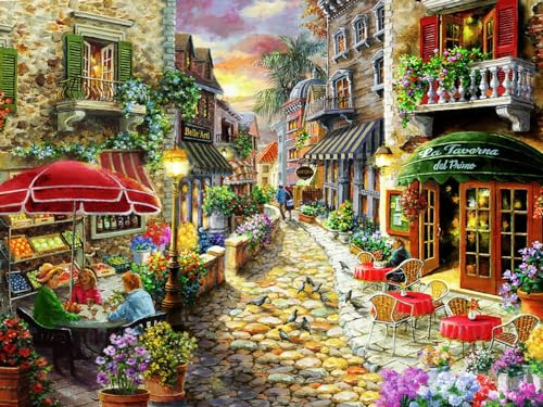 VRLMUOTF Kleinstadt Diamonds Painting Für Wohnzimmer- Und Schlafzimmerwanddekoration 5D Diamond Painting Kits Für Erwachsene Und Kinder 40X60Cm von VRLMUOTF