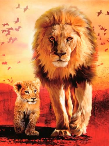 VRLMUOTF Löwe Löwenmotiv Tiere 5D Diamond Painting Kits Für Erwachsene Und Kinder Diamant Paintings Für Wohnzimmer- Und Schlafzimmerwanddekoration 30X40Cm von VRLMUOTF