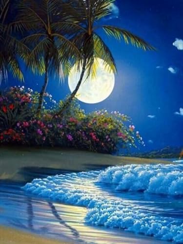 VRLMUOTF Strand Landschaft Diy Diamond Painting Kits Für Kinder Und Erwachsene Diamond Painting Groß Für Geburtstage Und Feiertage Für Wohnzimmer- Und Schlafzimmerwanddekoration 40X60Cm von VRLMUOTF