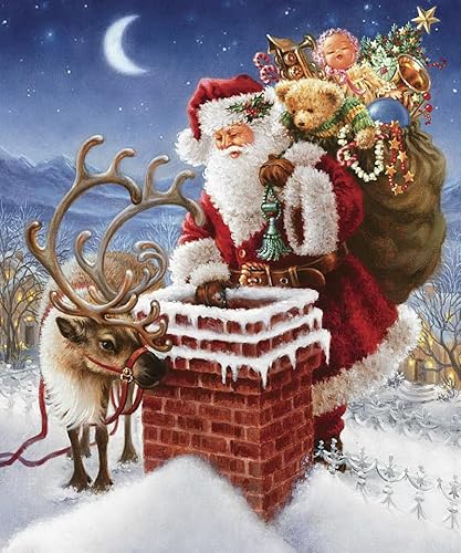 VRLMUOTF Weihnachtsmann Santa Diamond-Painting Für Geburtstage Und Feiertage Für Wohnzimmer- Und Schlafzimmerwanddekoration Diy Diamond Painting Kits Für Kinder Und Erwachsene 30X40Cm von VRLMUOTF