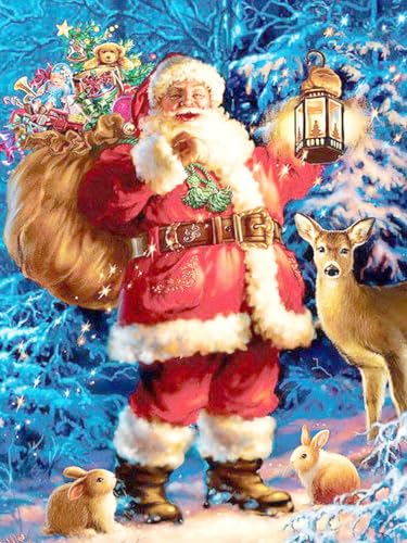 VRLMUOTF Weihnachtsmann Santa Diy Diamond Painting Kits Für Kinder Und Erwachsene Diamond Painting 5D Für Geburtstage Und Feiertage Für Wohnzimmer- Und Schlafzimmerwanddekoration 40X60Cm von VRLMUOTF