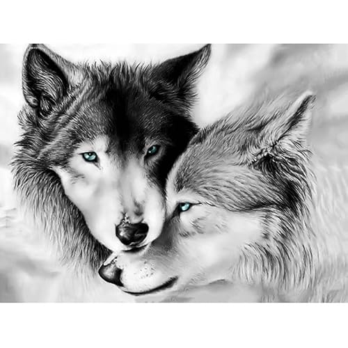 VRLMUOTF Wolf Wölfe Tiere Diy Diamond Painting Kits Für Kinder Und Erwachsene Diamond Painting Groß Für Geburtstage Und Feiertage Für Wohnzimmer- Und Schlafzimmerwanddekoration 40X60Cm von VRLMUOTF